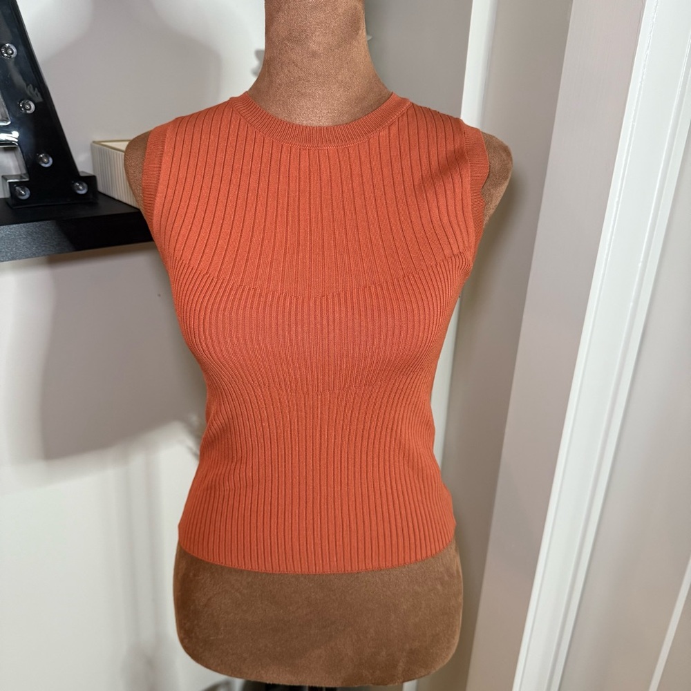 Zara Size Small Sleeveless Ribbed Knit Top - Orange